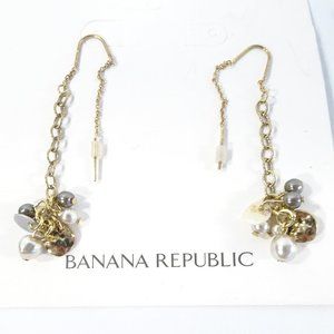 Banana Republic Metallic Gold Silver Ball Cluster Threader Earrings NWT 45